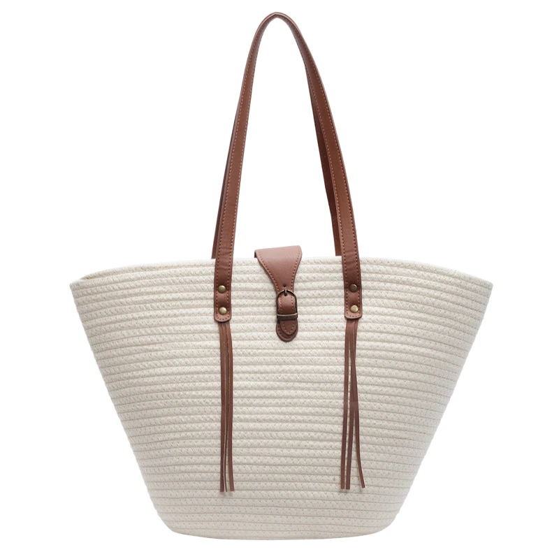 Women's Shoulder Bags Contrast Color Beach Bag Stylish Woven Bag Large Capacity Tote Bags 
Women's Shoulder Bags Contrast Color Beach Bag Stylish Woven Bag Large Capacity Tote Bags