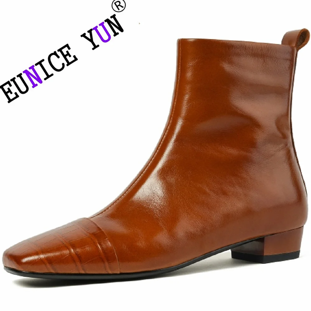 【EUNICE YUN】Handmade genuine leather ankle boots square toe side zip casual female high quality soft comfortable boot 34-40
【EUNICE YUN】Handmade genuine leather ankle boots square toe side zip casual female high quality soft comfortable boot 34-40