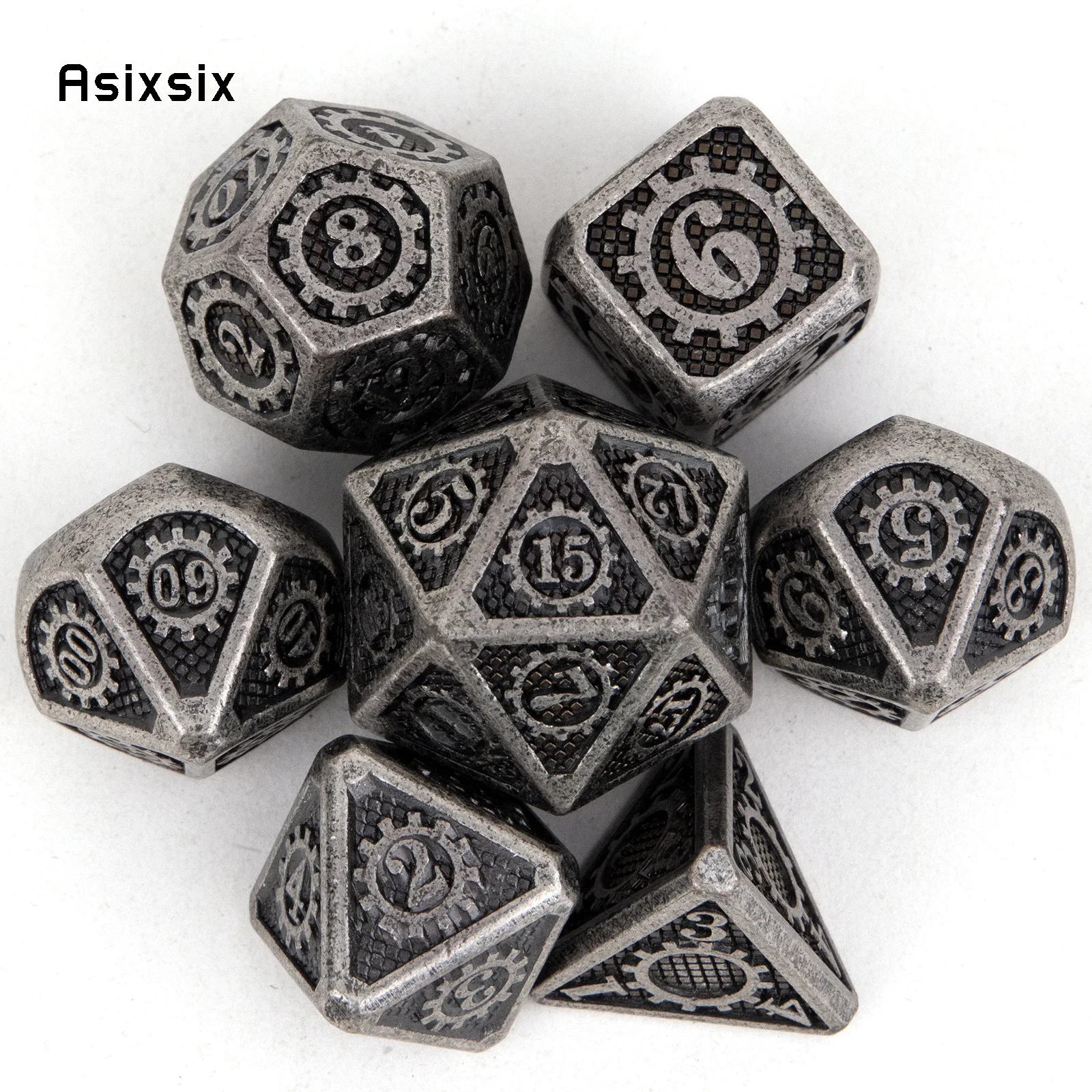 7 Pcs Black Gear Wheel Metal Dice Solid Metal Polyhedral Dice Set Suitable for Role-Playing RPG Board Game Card Game
7 Pcs Black Gear Wheel Metal Dice Solid Metal Polyhedral Dice Set Suitable for Role-Playing RPG Board Game Card Game