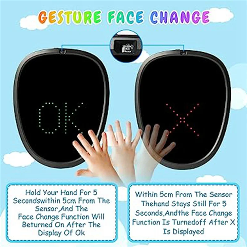 AT13 LED Mask for Kid Gesture Sensing Mask Transforming Light Up Face Mask for Halloween, Birthday Party and Masquerade Party
AT13 LED Mask for Kid Gesture Sensing Mask Transforming Light Up Face Mask for Halloween, Birthday Party and Masquerade Party