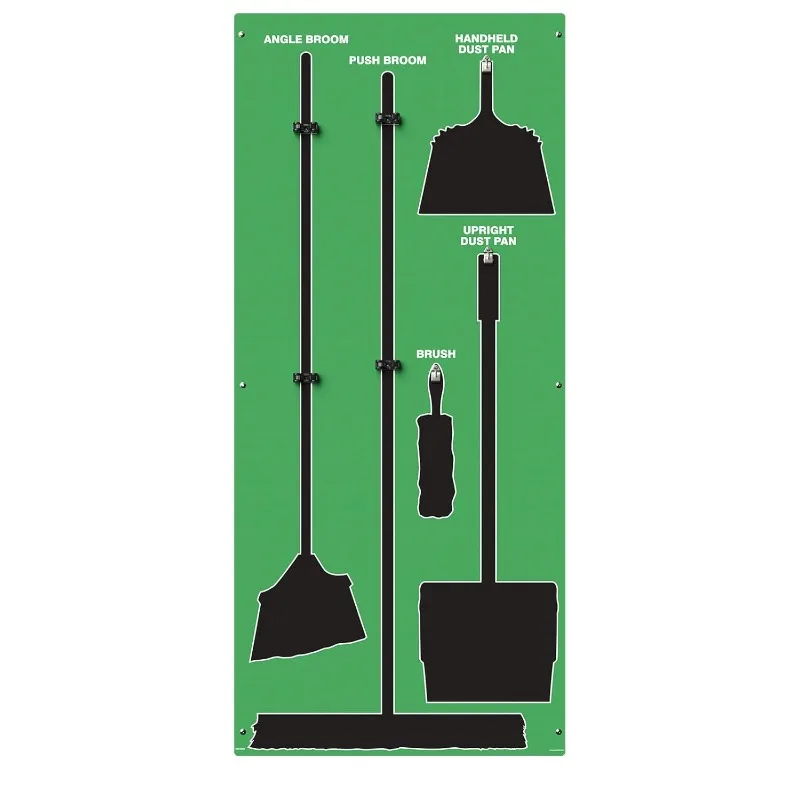 S Shadow Board/Wall Mount Broom Holder, 68" x 30" Board, 5S Cleaning Station - Board Only, Tools Sold Separately,
S Shadow Board/Wall Mount Broom Holder, 68" x 30" Board, 5S Cleaning Station - Board Only, Tools Sold Separately,