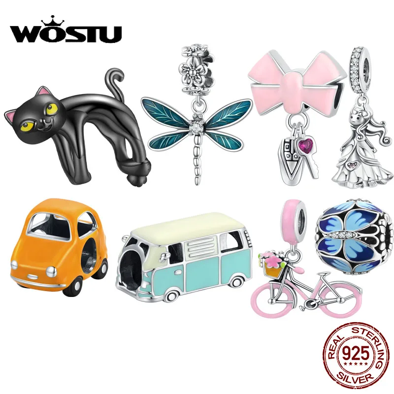 WOSTU Authentic Original 925 Sterling Silver black Cat Dragonfly Car Key Charm Beads for Women Bracelet & Bangle Jewelry Making
WOSTU Authentic Original 925 Sterling Silver black Cat Dragonfly Car Key Charm Beads for Women Bracelet & Bangle Jewelry Making