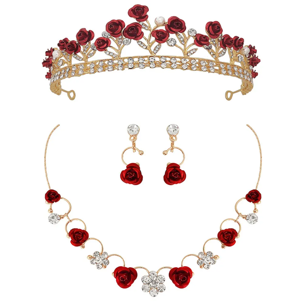 1Set Crown Headband Rose Necklace Earrings Jewelry Set Elegant Rhinestone Party Wedding Birthday Accessories 
1Set Crown Headband Rose Necklace Earrings Jewelry Set Elegant Rhinestone Party Wedding Birthday Accessories
