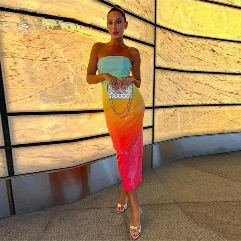 Ladies Gradient Sequins Luxury Dress Fresh Tropical Style Sunset Gradient Dress Halloween Carnival Party
Ladies Gradient Sequins Luxury Dress Fresh Tropical Style Sunset Gradient Dress Halloween Carnival Party
