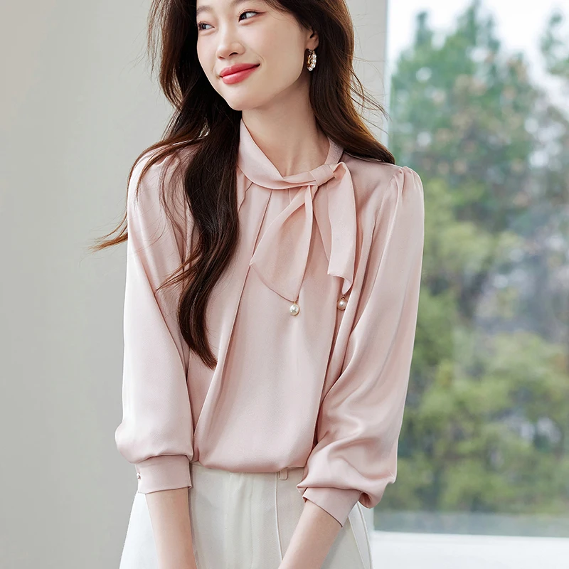 Bow Collar Shirts for Women 2025 Spring Vintage White Shirt Women Satin Professional Ladies Tops Korean Fashion Women's Clothing
Bow Collar Shirts for Women 2025 Spring Vintage White Shirt Women Satin Professional Ladies Tops Korean Fashion Women's Clothing