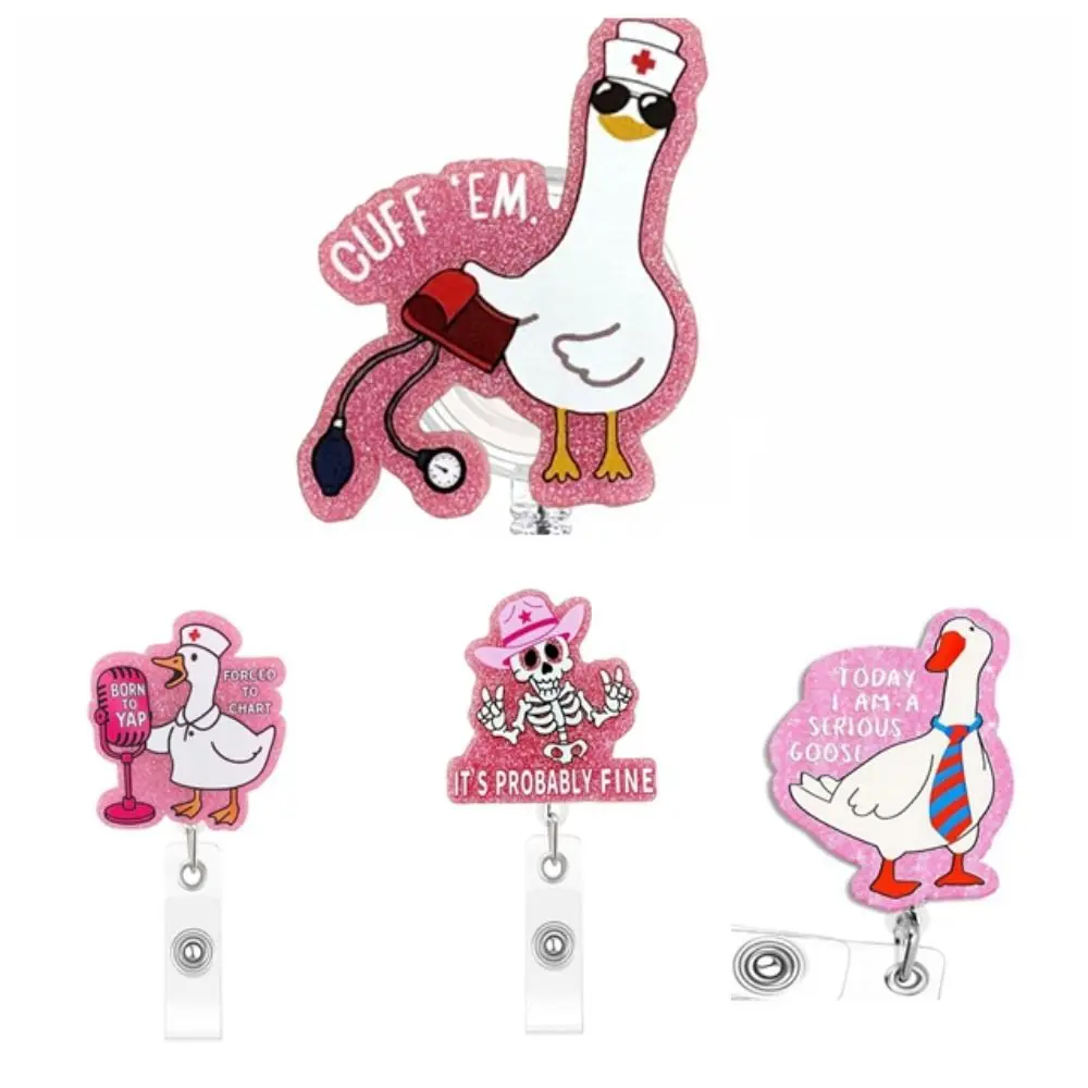 Cute Retractable Goose Nurse Badge Reel Funny Design Pink Badge Holder Pull-tab Fastener Acrylic Badge Scroll Teacher
Cute Retractable Goose Nurse Badge Reel Funny Design Pink Badge Holder Pull-tab Fastener Acrylic Badge Scroll Teacher
