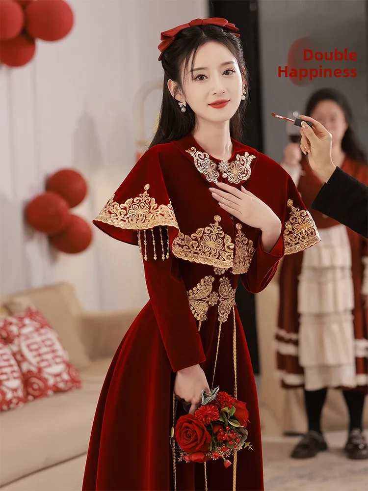 Red Velvet Long Qiuhe Wedding Dr Vintage Sle Zipper Closure Floor Length Evening Gown for Engagement And Wedding
Red Velvet Long Qiuhe Wedding Dr Vintage Sle Zipper Closure Floor Length Evening Gown for Engagement And Wedding