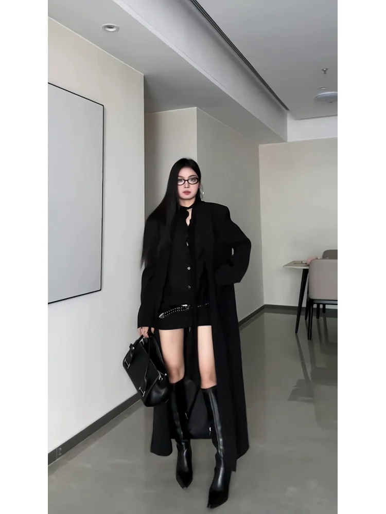Women'S Long Oversize Trench Coat Row Buckle Mid Length Versatile Outwear Suede Brown Leather Zipper Tight Waist Split
Women'S Long Oversize Trench Coat Row Buckle Mid Length Versatile Outwear Suede Brown Leather Zipper Tight Waist Split