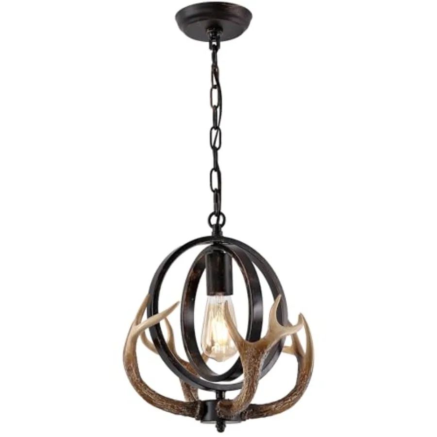 Antler Globe Chandelier, 11.8" Rustic Metal Cage Pendant Light with Resin Antlers, Industrial Farmhouse Hanging Ceiling Light F
Antler Globe Chandelier, 11.8" Rustic Metal Cage Pendant Light with Resin Antlers, Industrial Farmhouse Hanging Ceiling Light F