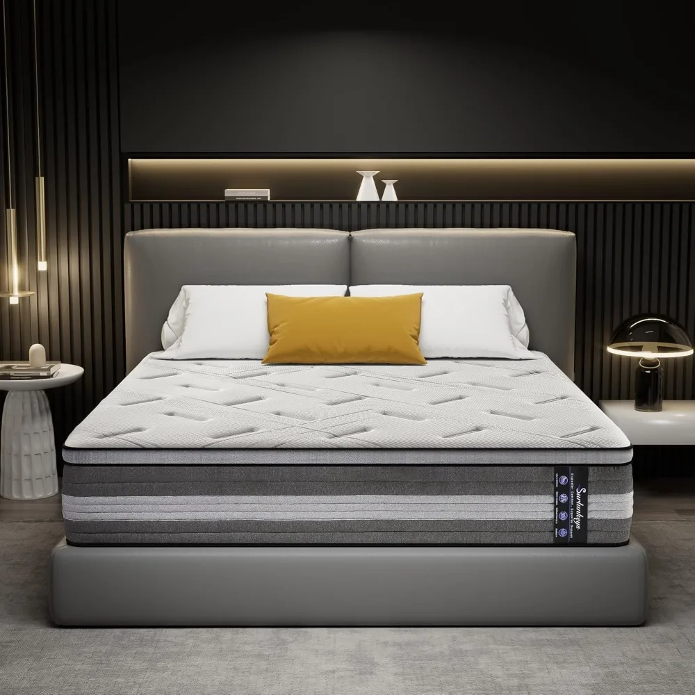 14 Inch Hybrid Mattress - King Size Mattress Medium Firm with Memory Foam, Individual Pocket Springs for Motion Isolation, Enhan
14 Inch Hybrid Mattress - King Size Mattress Medium Firm with Memory Foam, Individual Pocket Springs for Motion Isolation, Enhan