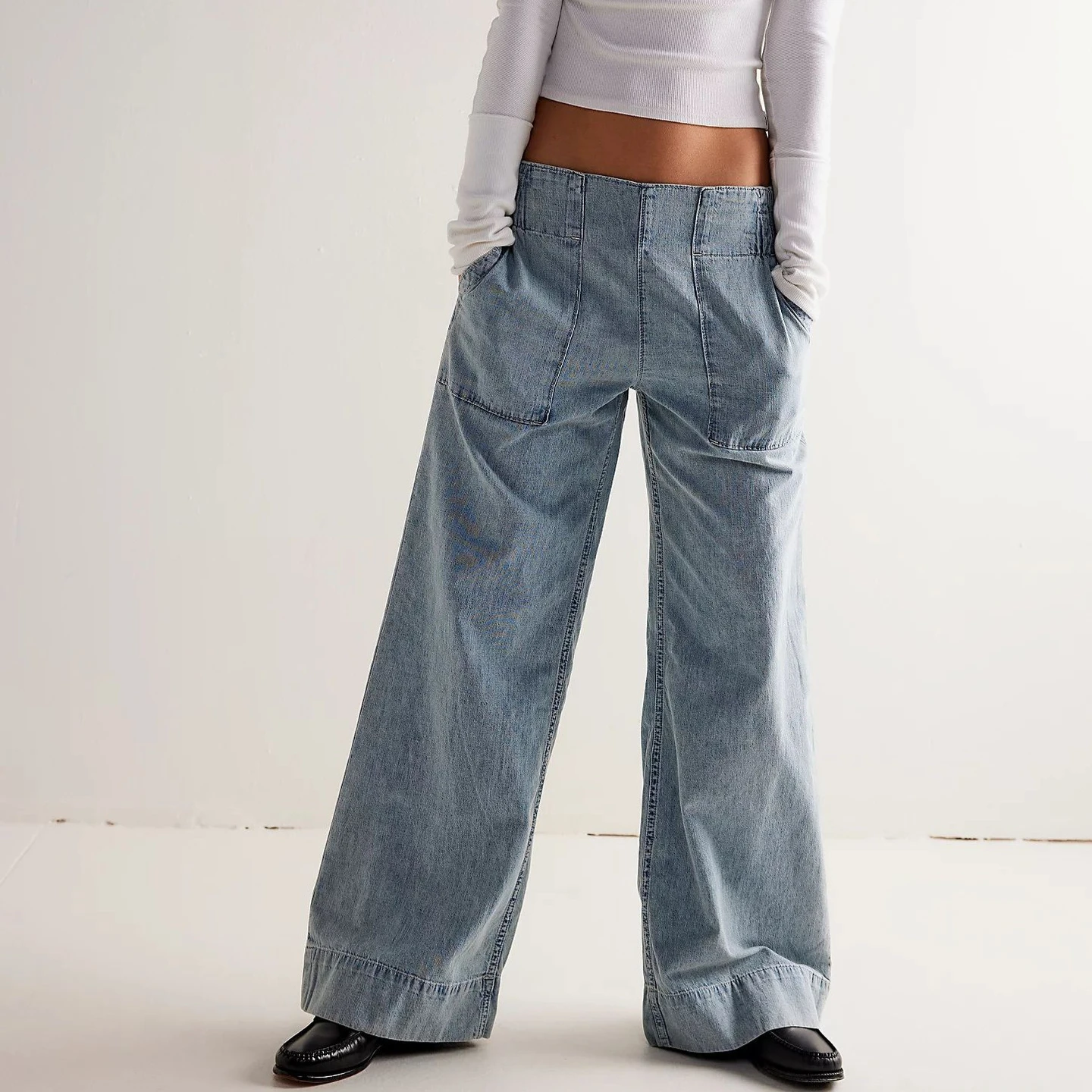 Casual Loose Elastic Waist Pockets Jeans For Women Cotton Denim Wide Leg Full Length Boho Beach Women's pants Summer Trousers
Casual Loose Elastic Waist Pockets Jeans For Women Cotton Denim Wide Leg Full Length Boho Beach Women's pants Summer Trousers