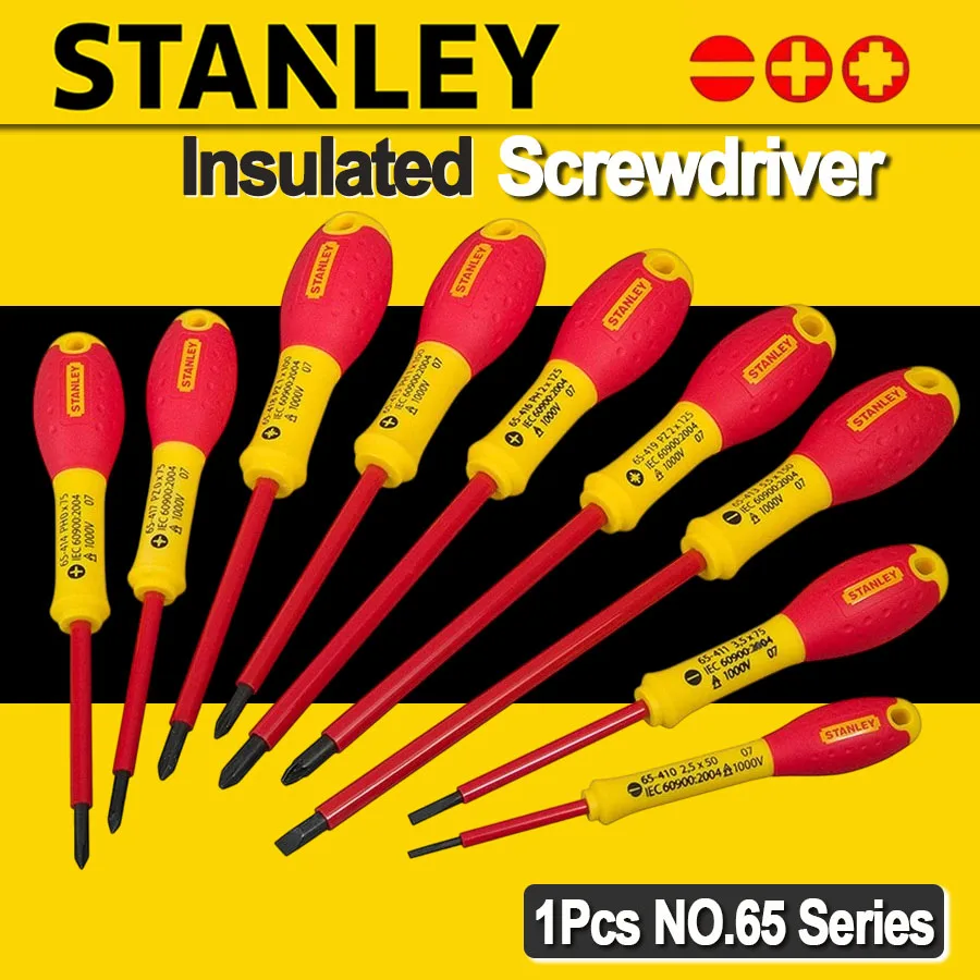Stanley Insulated Screwdriver 1Pcs 1000V VDE with Two-color Handle for Phillips and Slotted Screws Hand Tools NO.65 Series
Stanley Insulated Screwdriver 1Pcs 1000V VDE with Two-color Handle for Phillips and Slotted Screws Hand Tools NO.65 Series