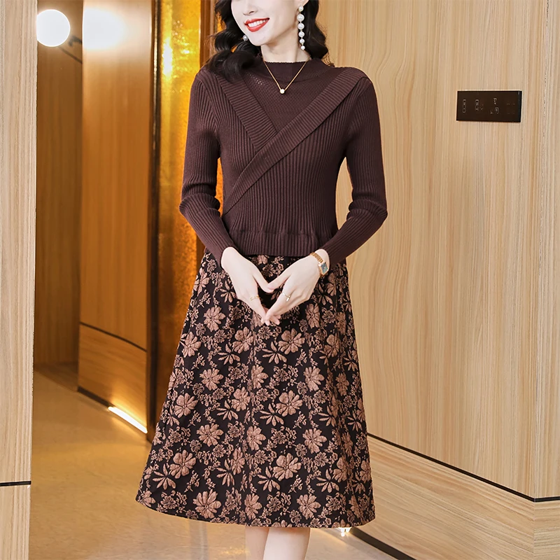 2023 New Magnanimous Ladies Knitted Patchwork Fabric Dress Temperament Skirt Jumper Dress In Long Section Thin
2023 New Magnanimous Ladies Knitted Patchwork Fabric Dress Temperament Skirt Jumper Dress In Long Section Thin