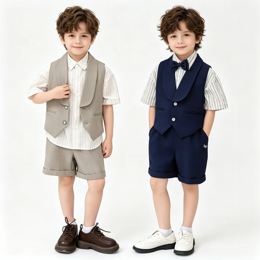 Boys 2 Colors Short Sleeve Shawl Lapel Vest Suit Set 4Pcs Summer Formal Tuxedo Outfit for Kids Toddlers Wedding Ring Bearer 6 Y
Boys 2 Colors Short Sleeve Shawl Lapel Vest Suit Set 4Pcs Summer Formal Tuxedo Outfit for Kids Toddlers Wedding Ring Bearer 6 Y