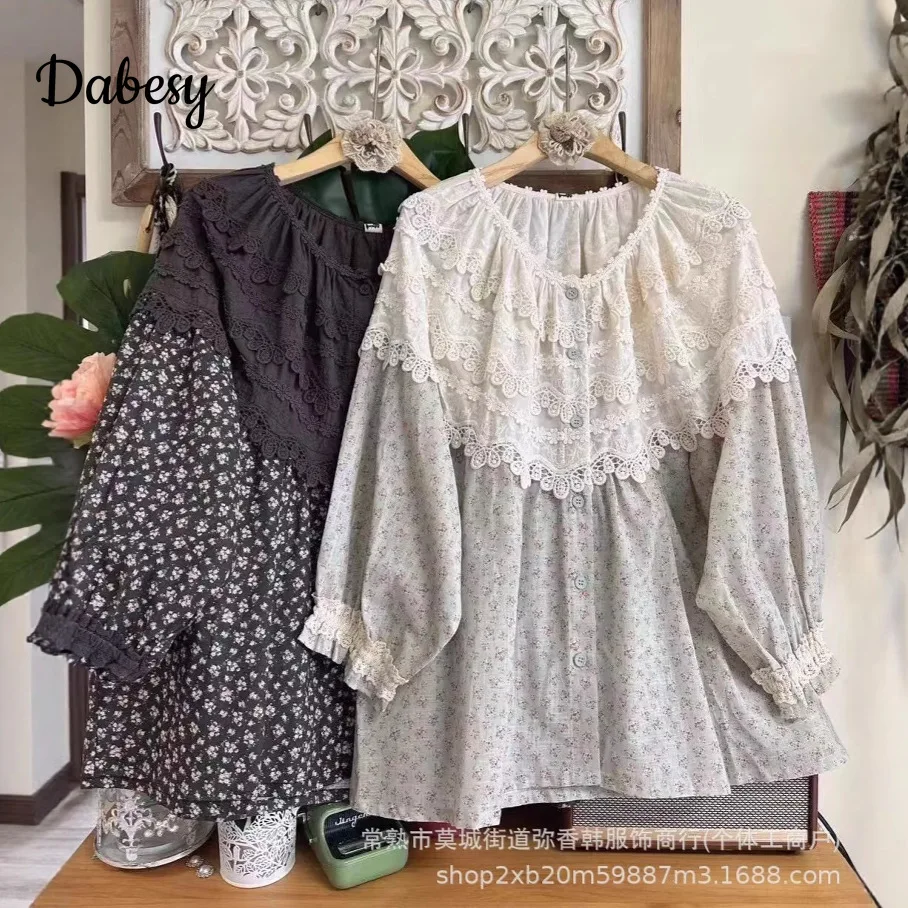 Vintage Mori Style Print Blouse Women Autumn O-neck Lace-up Patchwork Cotton Linen Shirt Japanese Casual Loose Long Sleeve Tops
Vintage Mori Style Print Blouse Women Autumn O-neck Lace-up Patchwork Cotton Linen Shirt Japanese Casual Loose Long Sleeve Tops
