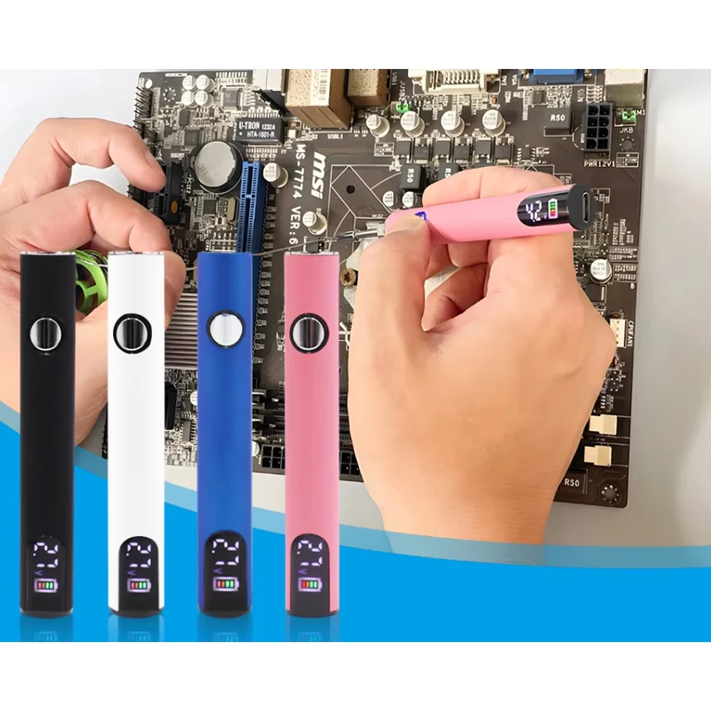 510 Thread 400mAh Battery Preheat VV Pen Solder Iron Heat Type C USB Device Adjustment Heating Kit Fittings Soldering Iron
510 Thread 400mAh Battery Preheat VV Pen Solder Iron Heat Type C USB Device Adjustment Heating Kit Fittings Soldering Iron