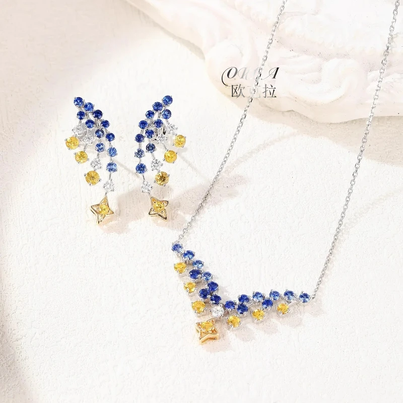 French Retro Van Gogh Star Night Design Jewelry Gradient Blue and Yellow Zircon Pendant Necklaces Earrings Rings Sets For Women 
French Retro Van Gogh Star Night Design Jewelry Gradient Blue and Yellow Zircon Pendant Necklaces Earrings Rings Sets For Women