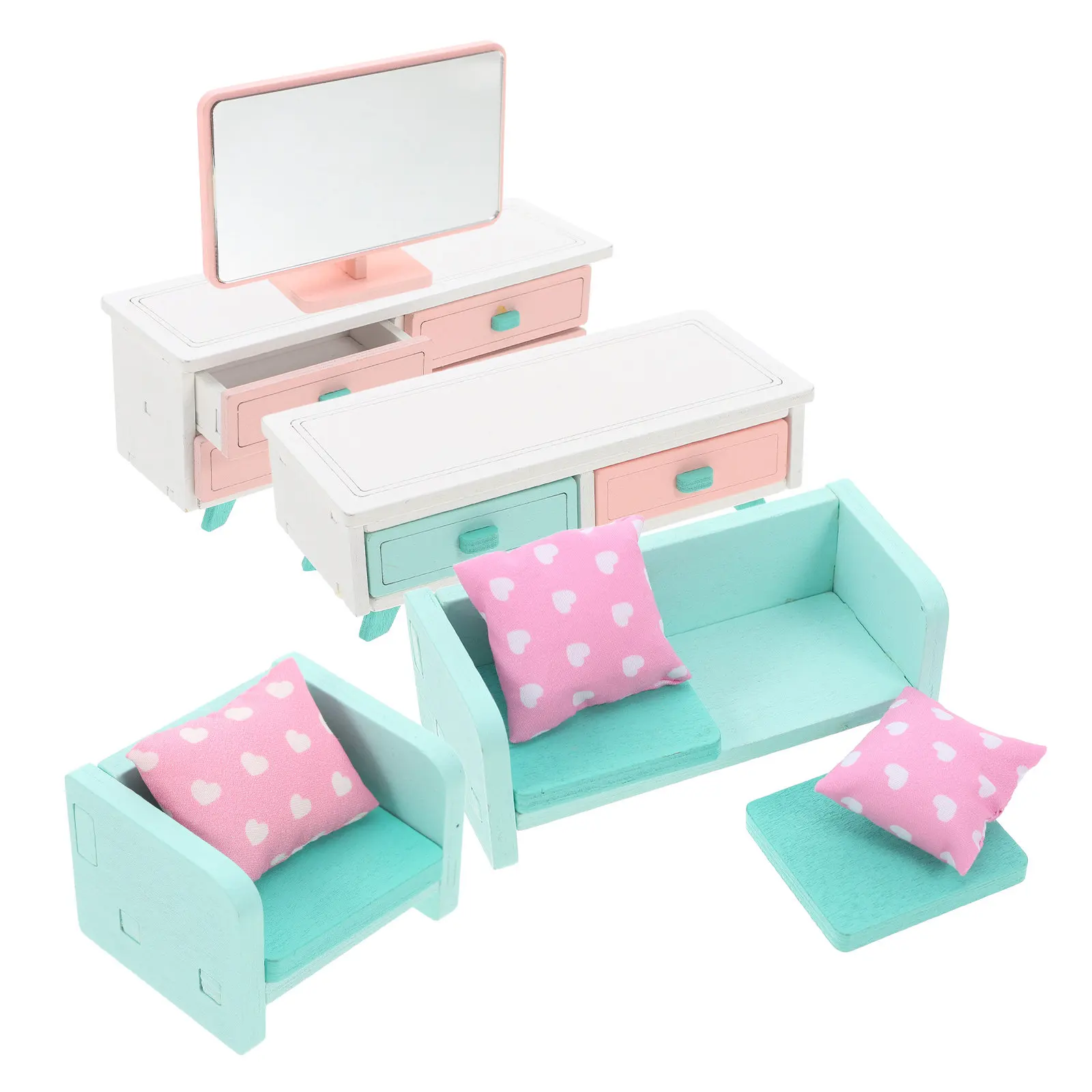 10Pcs Miniature House Living Room Furniture Set 1:12 Scale Wooden Decor TV Cabinet Coffee Table Sofa Cushions Realistic
10Pcs Miniature House Living Room Furniture Set 1:12 Scale Wooden Decor TV Cabinet Coffee Table Sofa Cushions Realistic