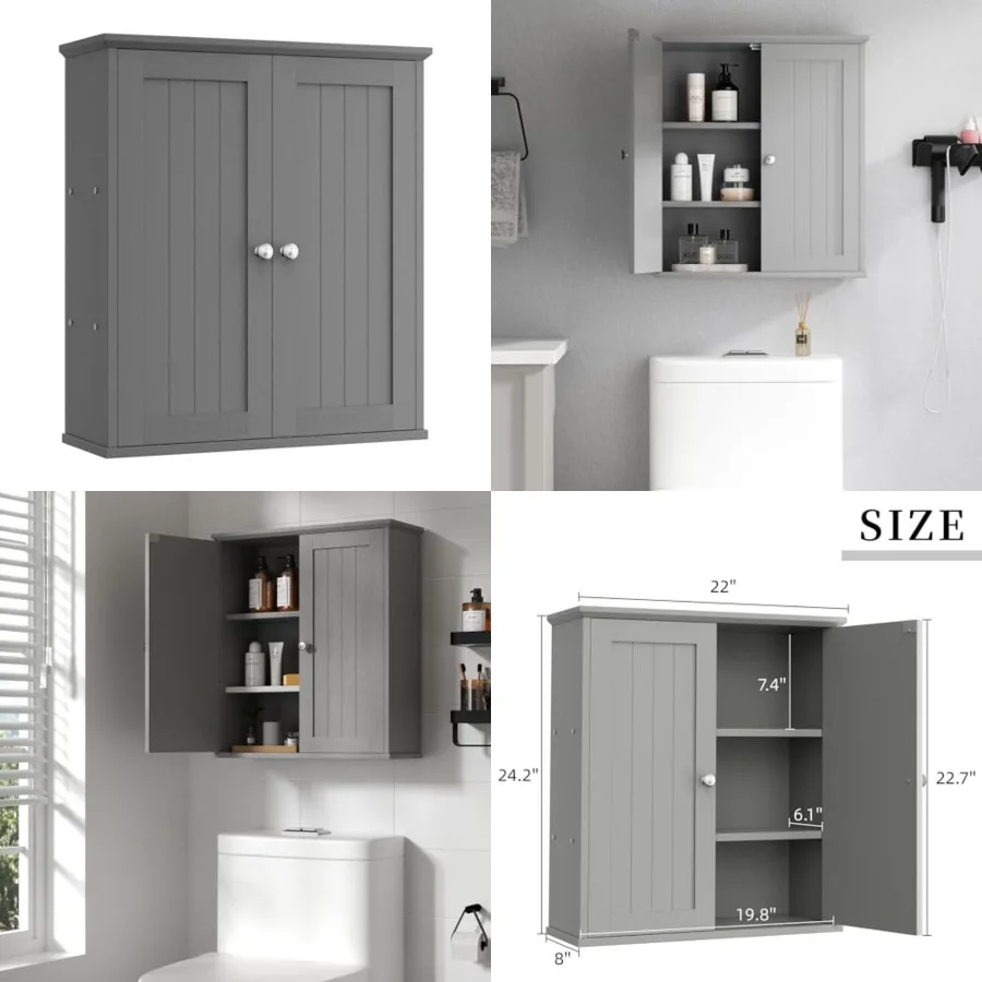 Bathroom Wall Medicine Cabinet with 2 Door, Bathroom Storage Organizer Over The Toilet, Space Saving Storage with 3-Tier Shelve
Bathroom Wall Medicine Cabinet with 2 Door, Bathroom Storage Organizer Over The Toilet, Space Saving Storage with 3-Tier Shelve