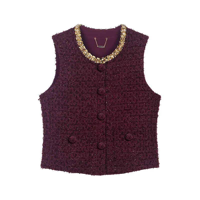 Heavy-duty diamond Ancala red new light luxury small fragrance style age-reducing vest
Heavy-duty diamond Ancala red new light luxury small fragrance style age-reducing vest