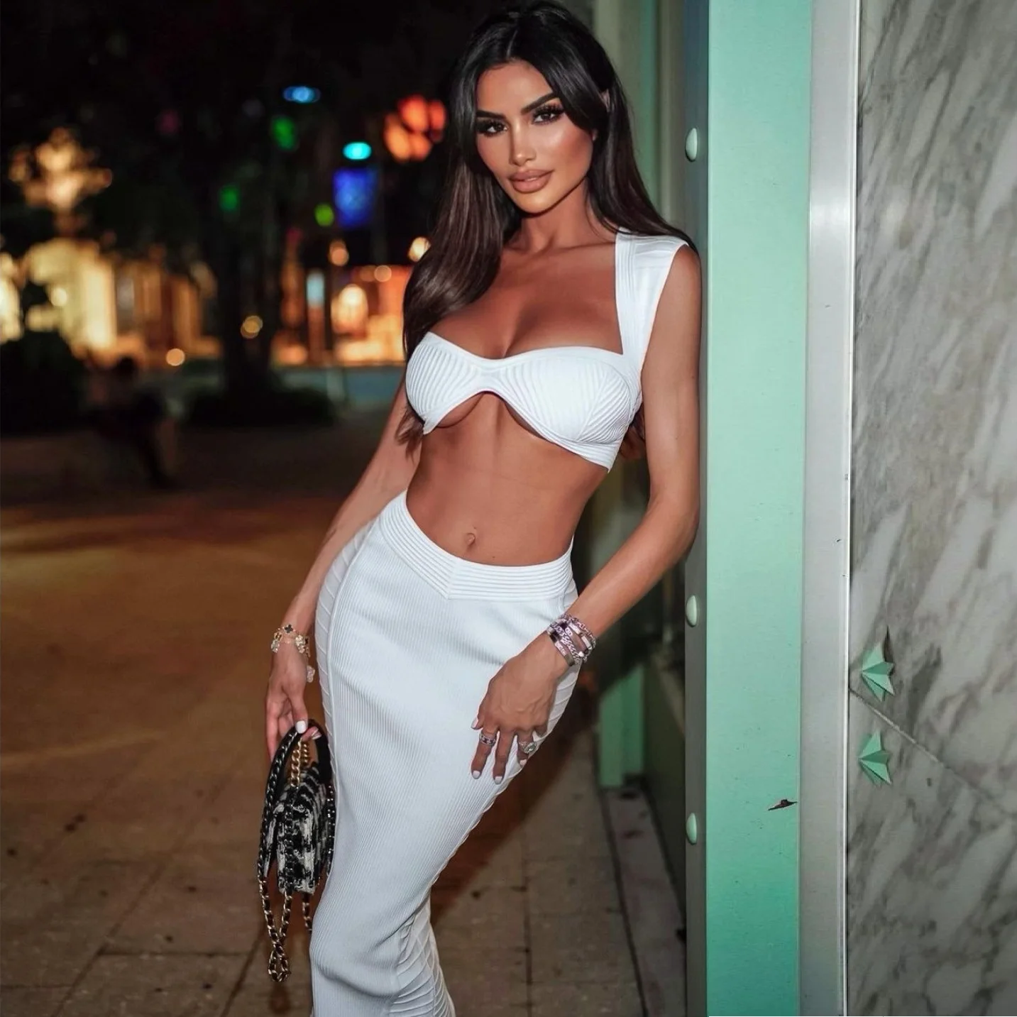 New Arrival Women White Color Sleeveless Fashion Bandage Two-Pieces Sexy Mini Tops Bodycon Skirt Evening Party Set
New Arrival Women White Color Sleeveless Fashion Bandage Two-Pieces Sexy Mini Tops Bodycon Skirt Evening Party Set