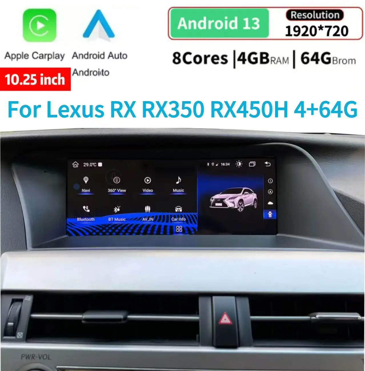 10.2" Android Navigation Car GPS Stereo Radio For Lexus RX RX350 RX450H 4+64G
10.2" Android Navigation Car GPS Stereo Radio For Lexus RX RX350 RX450H 4+64G