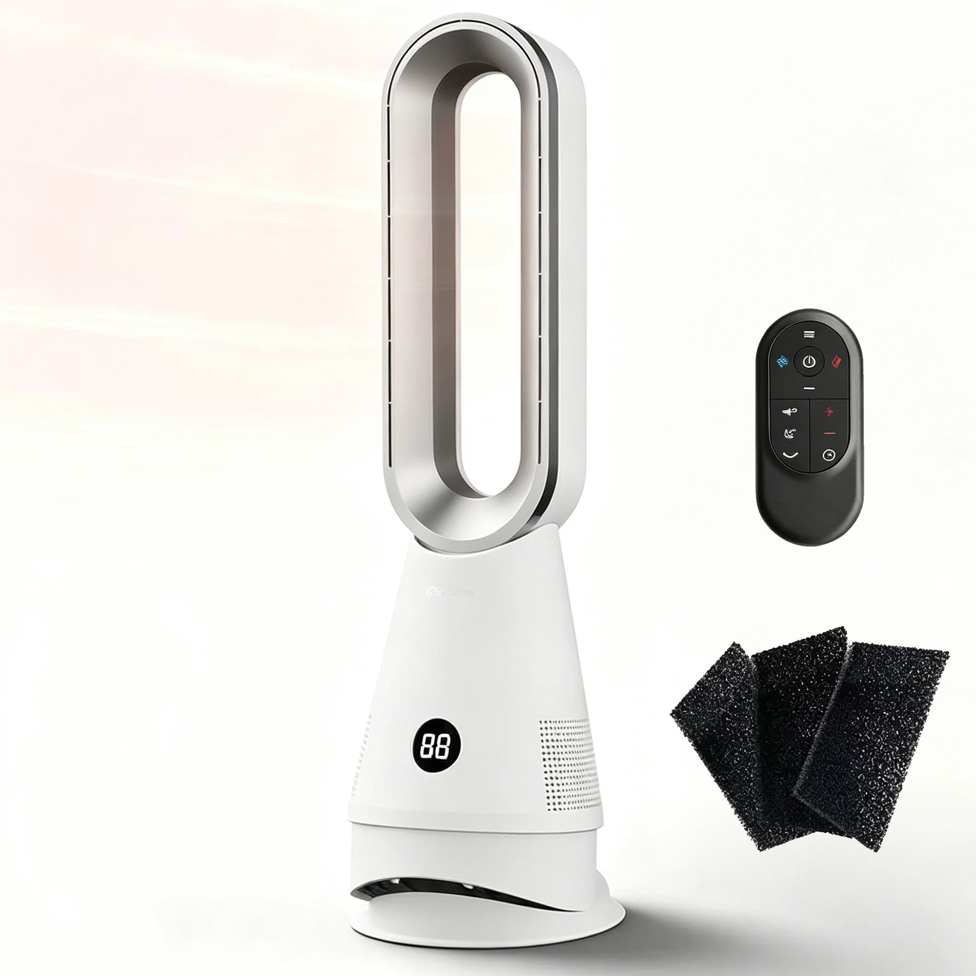 Bladeless Tower Fan & Space Heater with Air Purification, 80° Oscillation, 8‑Speed Adjustment, 9H Timer & Remote Control
Bladeless Tower Fan & Space Heater with Air Purification, 80° Oscillation, 8‑Speed Adjustment, 9H Timer & Remote Control