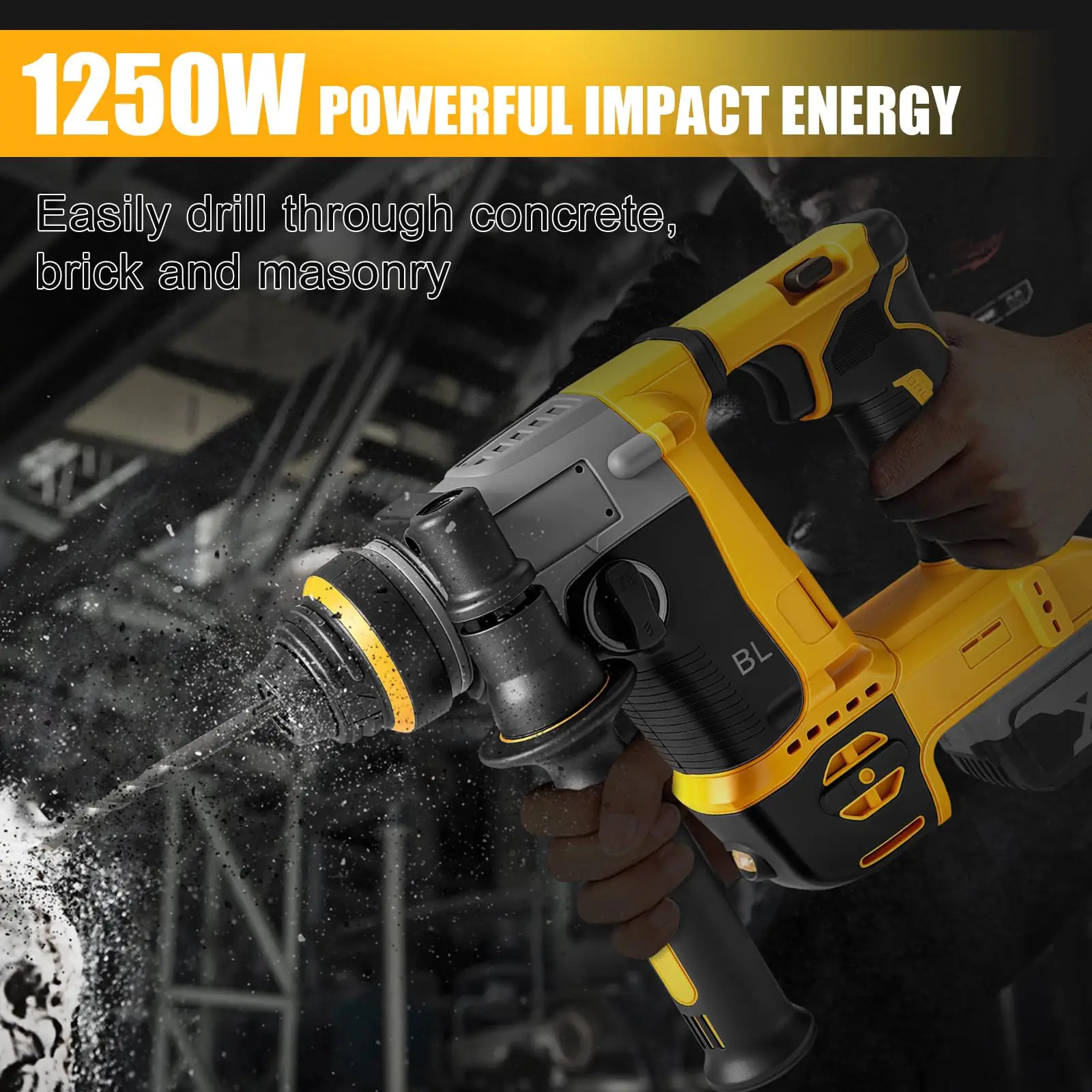 Rotary Hammer Drill for Dewalt 20V Battery, 3J Impact Brushless Hammer Drill with 2 Mode Op
Rotary Hammer Drill for Dewalt 20V Battery, 3J Impact Brushless Hammer Drill with 2 Mode Op