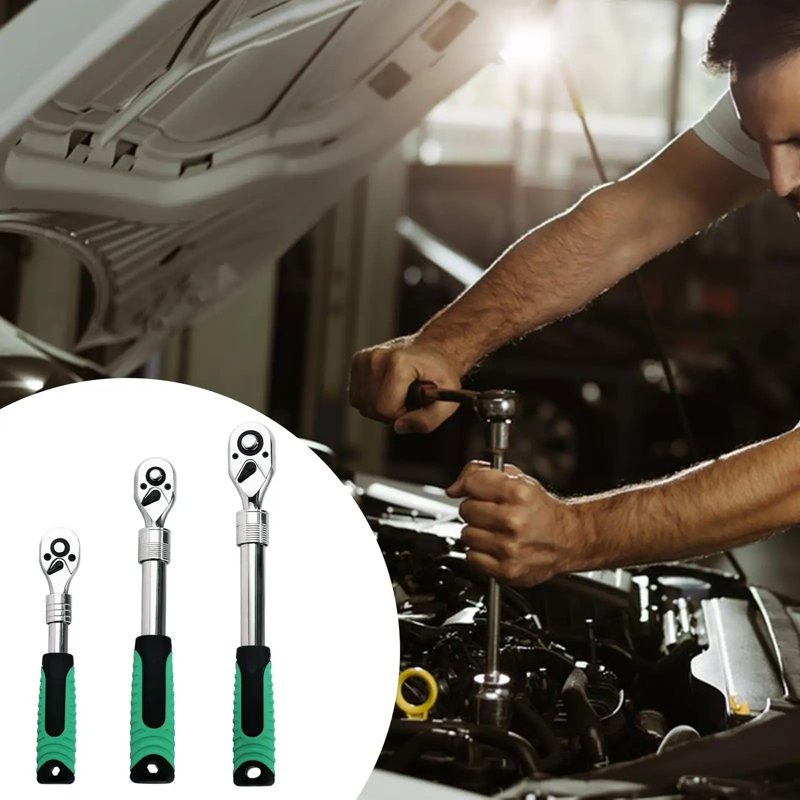 Ratchet Wrench Quick Released Long Handle Multifunctional Retractable Wrench for Factories Garage Workshops Auto Repairs
Ratchet Wrench Quick Released Long Handle Multifunctional Retractable Wrench for Factories Garage Workshops Auto Repairs