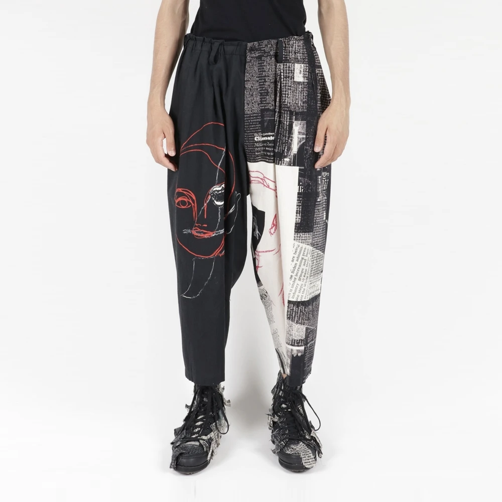 Linen News Newspaper Elastic Waist Pants Printed Face Graffiti Yamamoto-Style Casual Pants Wide Leg Pants Owens Men'S Pants
Linen News Newspaper Elastic Waist Pants Printed Face Graffiti Yamamoto-Style Casual Pants Wide Leg Pants Owens Men'S Pants