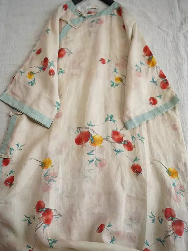 Retro Print Linen ort Sve Dr Women's New Chinese Sle National Trend Side Button round Ne Cotton Linen Long Skirt
Retro Print Linen ort Sve Dr Women's New Chinese Sle National Trend Side Button round Ne Cotton Linen Long Skirt