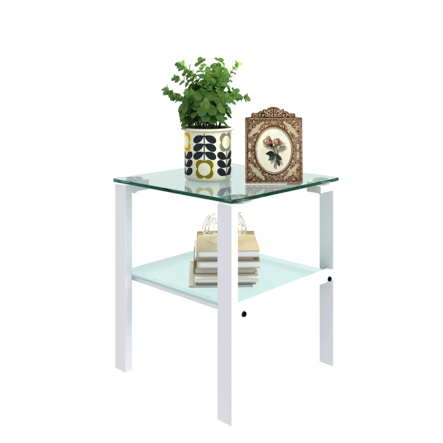 Modern white small round glass two layer side table for living room and bedroom corner table
Modern white small round glass two layer side table for living room and bedroom corner table