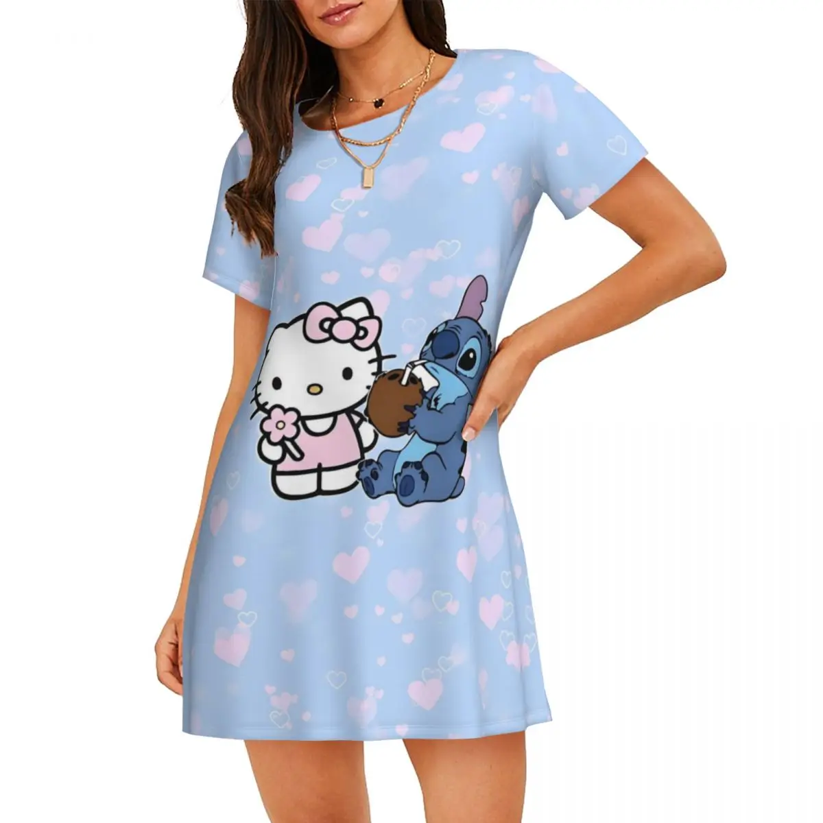 Женская ночная рубашка Hello Kitty с короткими рукавами на заказ для сна, женские пижамы, милое платье с котом, платье для сна
Женская ночная рубашка Hello Kitty с короткими рукавами на заказ для сна, женские пижамы, милое платье с котом, платье для сна