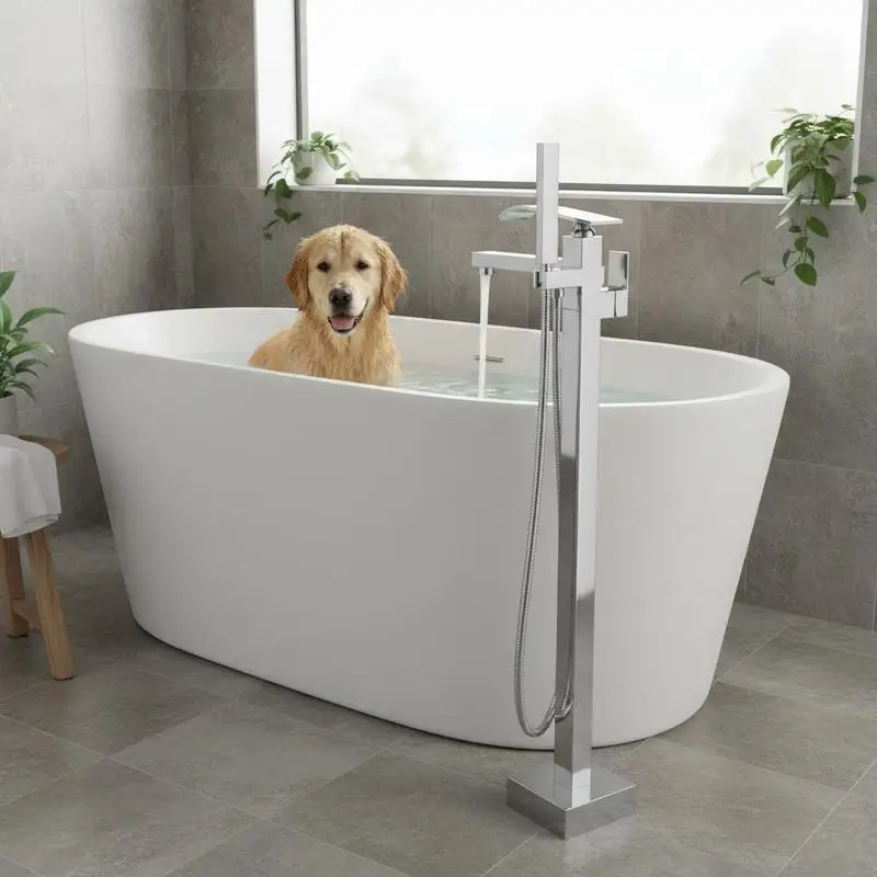 Floor Mount Tub Filler 37 Inch For Master Bathroom Guest Suite Luxury Hotel, Dual Function Modes 360 Degree Rotating Spout High Flow Solid Brass Construction Brushed Nickel Finish
Floor Mount Tub Filler 37 Inch For Master Bathroom Guest Suite Luxury Hotel, Dual Function Modes 360 Degree Rotating Spout High Flow Solid Brass Construction Brushed Nickel Finish