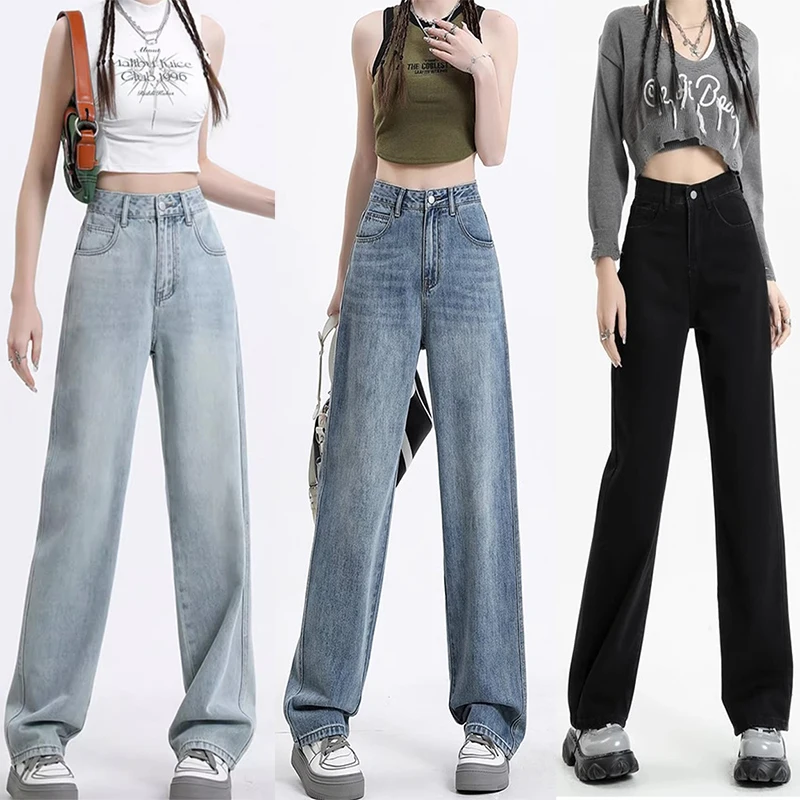 Woman High Waist Wide Leg Jeans Girls Vintage Y2k 2000s Pants Female Retro Blue Black Grey Black Pink Light Blue Denim Trousers
Woman High Waist Wide Leg Jeans Girls Vintage Y2k 2000s Pants Female Retro Blue Black Grey Black Pink Light Blue Denim Trousers