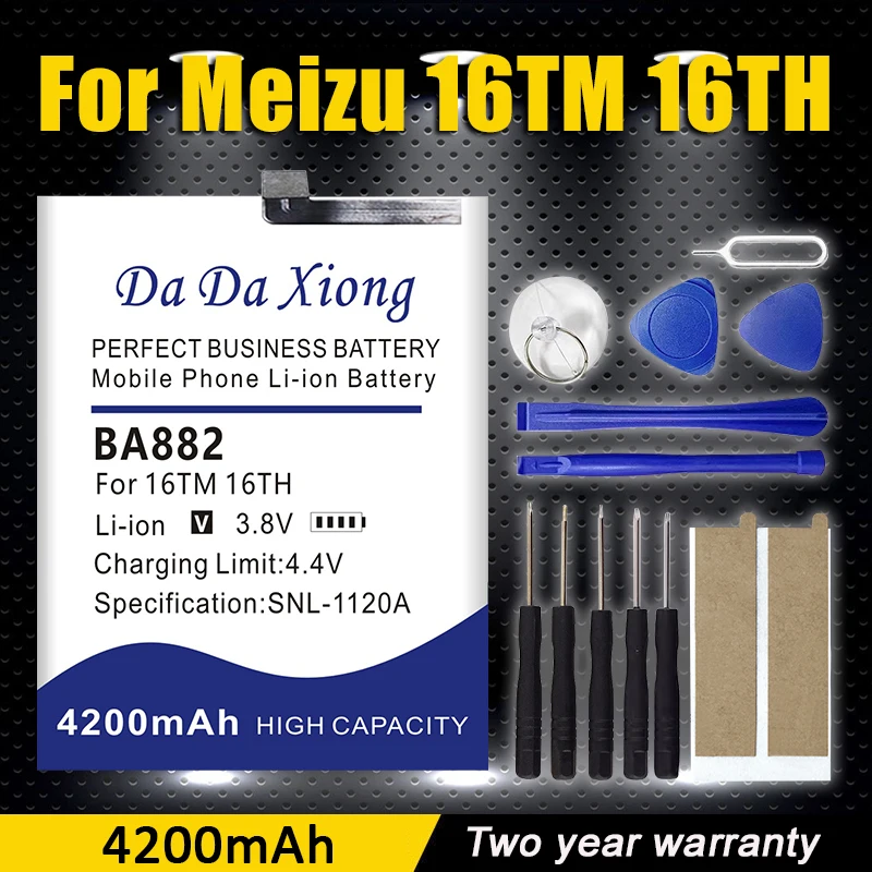 High Quality 4200mAh BA882 Battery For Meizu 16 16TM 16TH Phone Latest Production Batteries Bateria + Tools 
High Quality 4200mAh BA882 Battery For Meizu 16 16TM 16TH Phone Latest Production Batteries Bateria + Tools