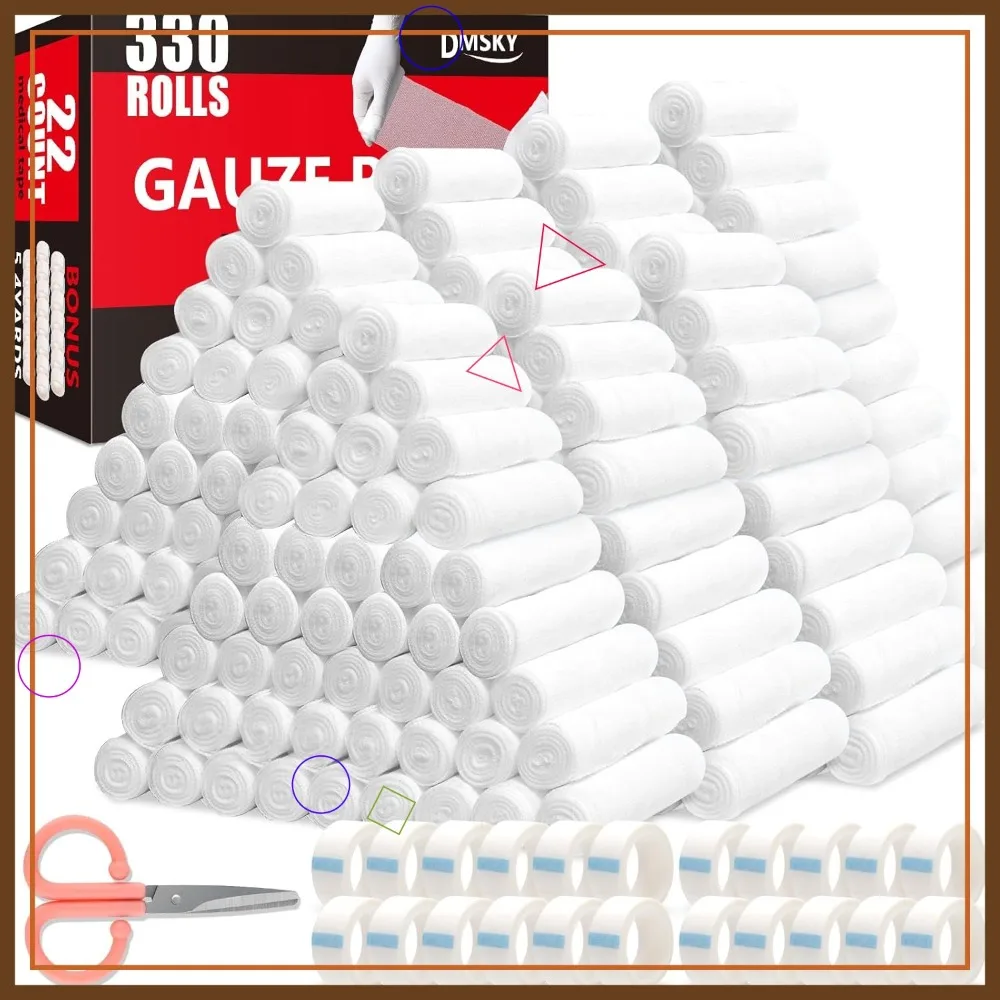 330 Pack Gauze Rolls, 4x4.1 Yards Individually Wrapped, Breathable Rolled Gauze for Wound Care & First Aid
330 Pack Gauze Rolls, 4x4.1 Yards Individually Wrapped, Breathable Rolled Gauze for Wound Care & First Aid