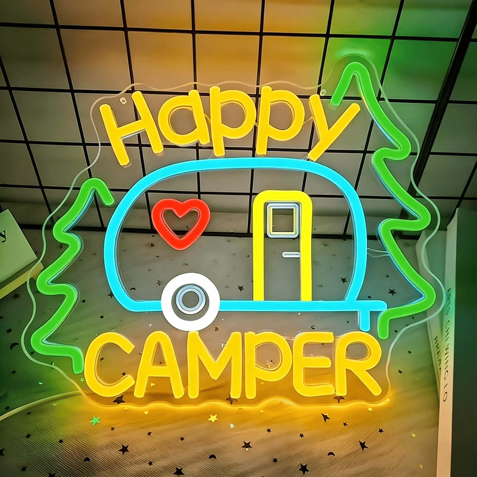 Happy Camper Neon Sign, Colorful LED Neon Light with RV & Pine Tree Design, Wall Decor for Camping, RV, Cabin & Home
Happy Camper Neon Sign, Colorful LED Neon Light with RV & Pine Tree Design, Wall Decor for Camping, RV, Cabin & Home