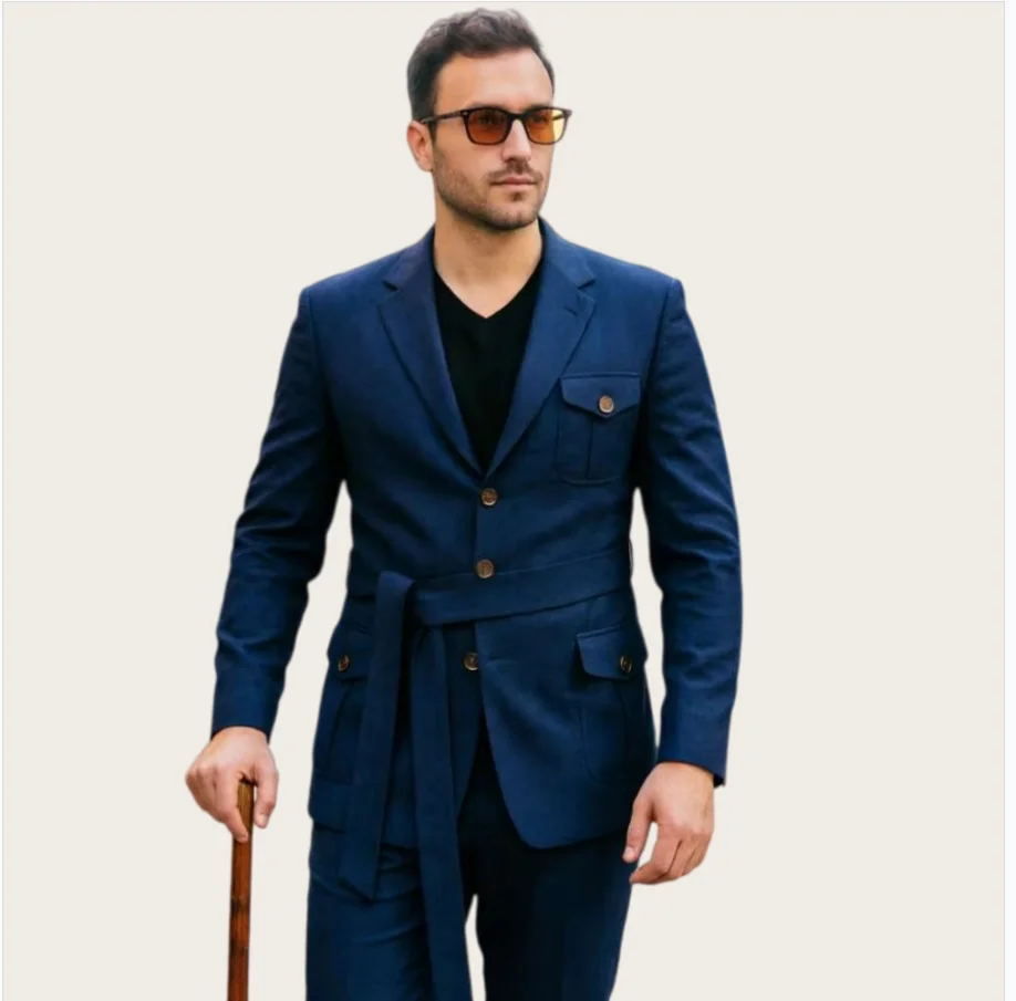 Men's Suit 2 Piece Set Safari Tuxedo Single Breasted Gold Button for Men with Waistband Causal Blazer Daily Wear Business Jacket
Men's Suit 2 Piece Set Safari Tuxedo Single Breasted Gold Button for Men with Waistband Causal Blazer Daily Wear Business Jacket
