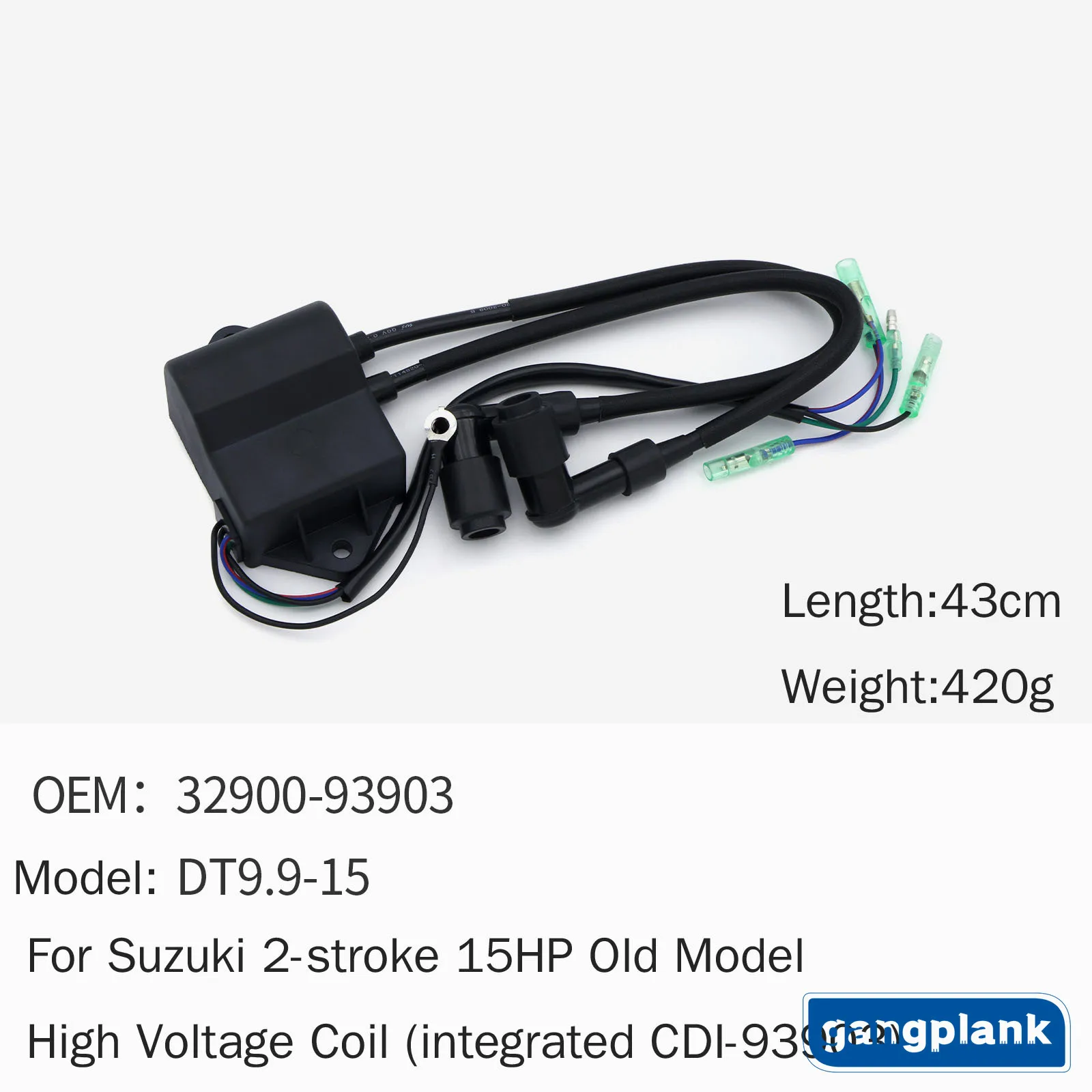 Высоковольтная катушка (интегрированный CDI-93903) для 2-тактных двигателей Suzuki 15 л.с. старых моделей, 32900-93903
Высоковольтная катушка (интегрированный CDI-93903) для 2-тактных двигателей Suzuki 15 л.с. старых моделей, 32900-93903