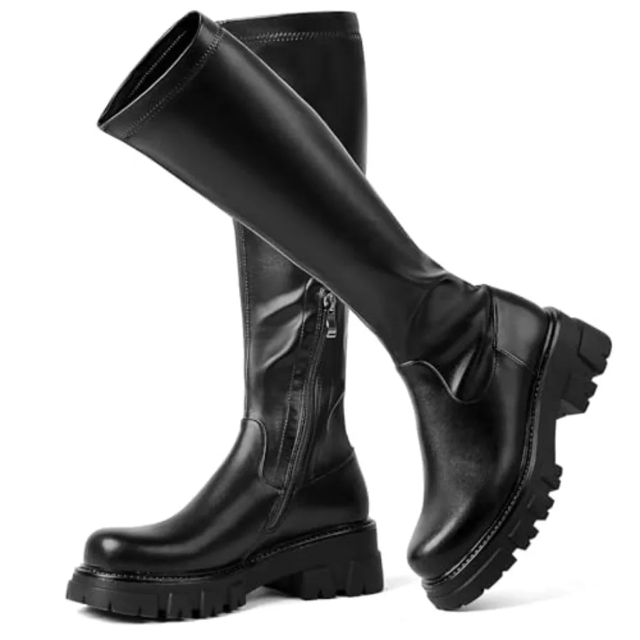 CouieCuies Women's Knee High Boots Black Tall Boot Lug Sole Shoes Stretch Below the Knee Comfortable Thick Sole Dressy Half Zip
CouieCuies Women's Knee High Boots Black Tall Boot Lug Sole Shoes Stretch Below the Knee Comfortable Thick Sole Dressy Half Zip