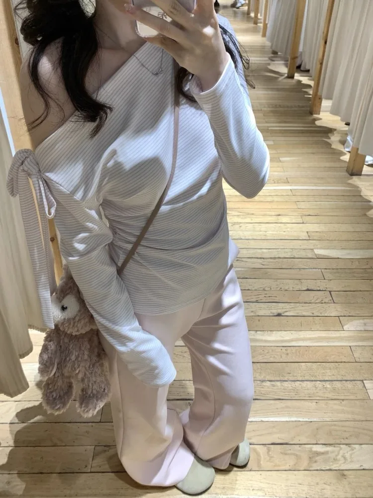 Осенняя полосатая бандажная футболка с открытыми плечами 202, женская облегающая футболка Y2k с длинными рукавами, укороченный топ для девочек, милые модные футболки
Осенняя полосатая бандажная футболка с открытыми плечами 202, женская облегающая футболка Y2k с длинными рукавами, укороченный топ для девочек, милые модные футболки