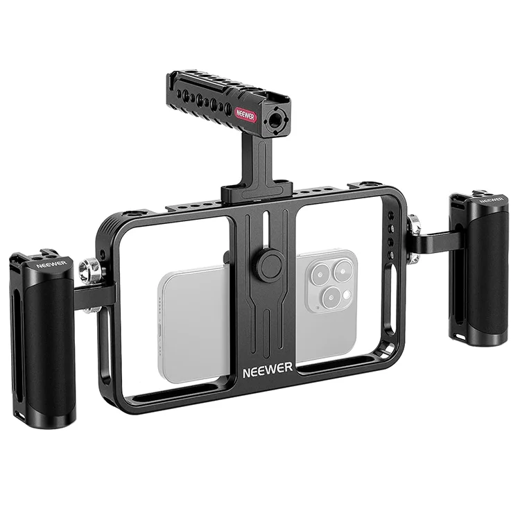 NEEWER Universal Phone Video Rig Kit Aluminum Handheld Phone Cage with Silicone Handles Video Stabilizer Rig for Vlog
NEEWER Universal Phone Video Rig Kit Aluminum Handheld Phone Cage with Silicone Handles Video Stabilizer Rig for Vlog