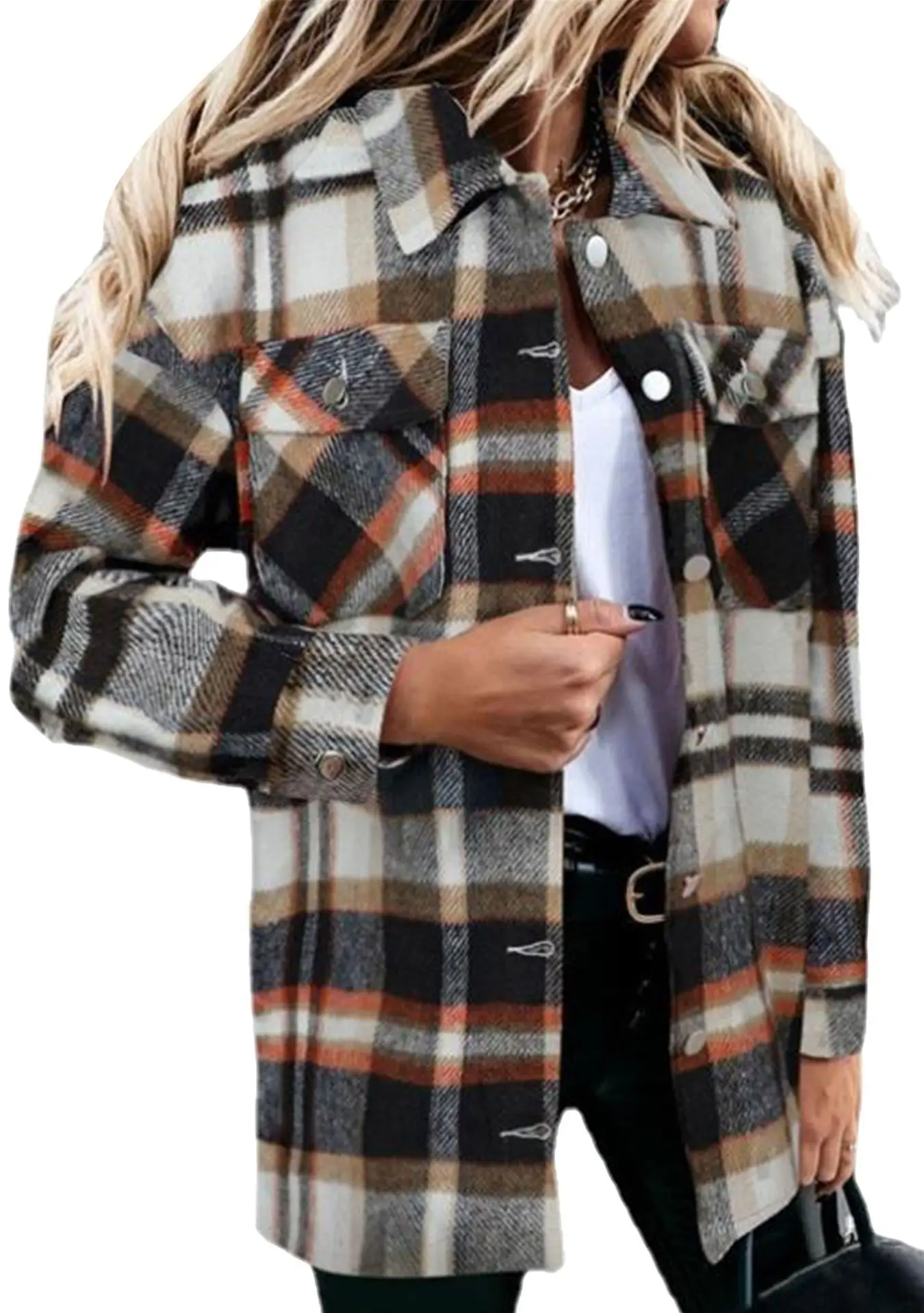 2025 Autumn European and American Long-sleeved Large Pockets Loose Women's Plaid Shirt Medium Coat
2025 Autumn European and American Long-sleeved Large Pockets Loose Women's Plaid Shirt Medium Coat