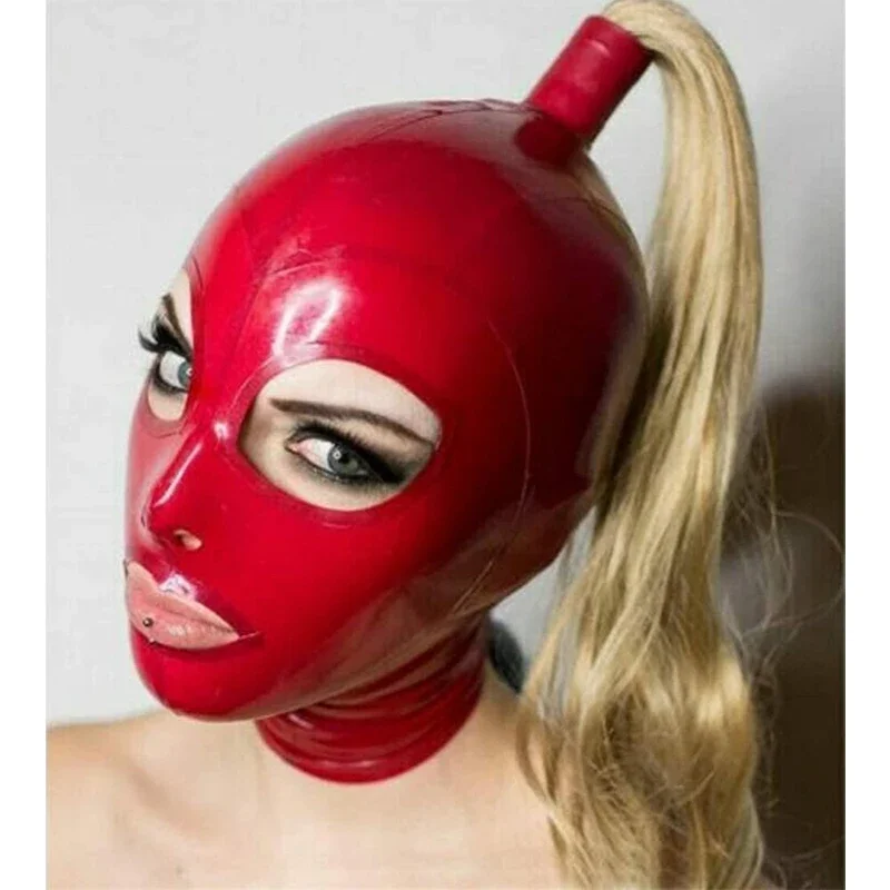 Latex Hood with Golden Wig Hair Back Zipper Rubber Mask Handmade for Women Wear Cosplay Costume
Latex Hood with Golden Wig Hair Back Zipper Rubber Mask Handmade for Women Wear Cosplay Costume