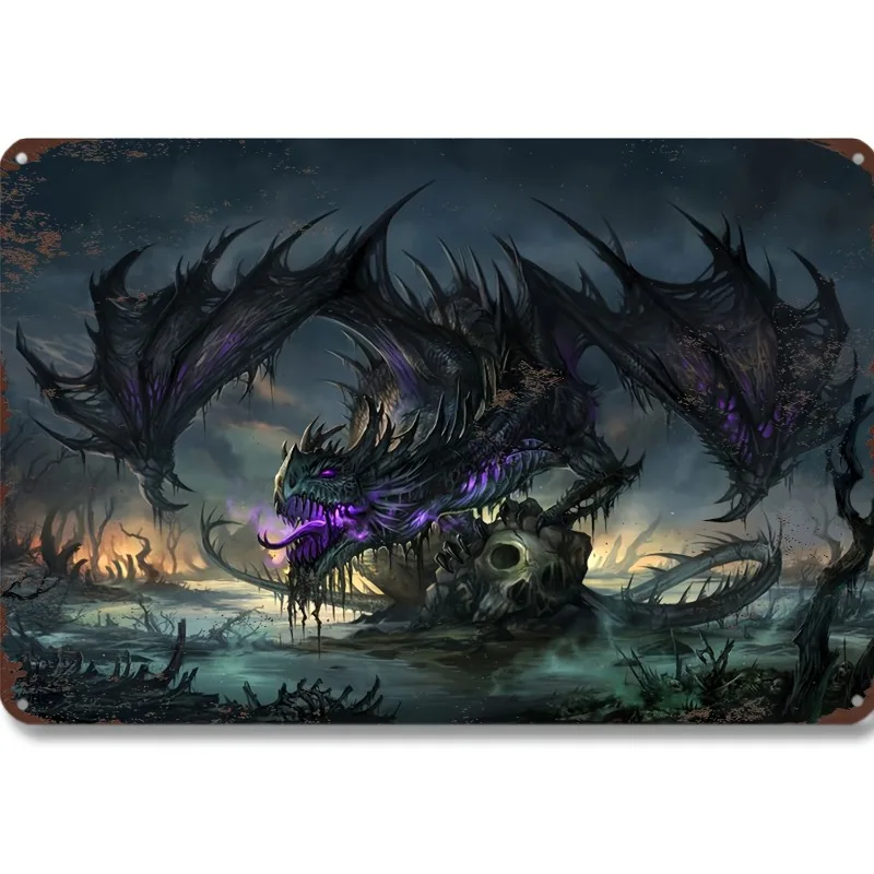 Vintage Dragon-Themed Aluminum Wall Sign - 7.9x11.8"/11.8x17.7", Gothic Decor with Skull & Twilight Sky Design, Ideal for Home
Vintage Dragon-Themed Aluminum Wall Sign - 7.9x11.8"/11.8x17.7", Gothic Decor with Skull & Twilight Sky Design, Ideal for Home