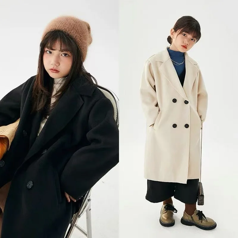 4-12 Years Girls Woolen Jackets Children Winter Thick Warm Long Coats Kids Turn-down Collar Outerwear Teenager Fashion Clothing
4-12 Years Girls Woolen Jackets Children Winter Thick Warm Long Coats Kids Turn-down Collar Outerwear Teenager Fashion Clothing