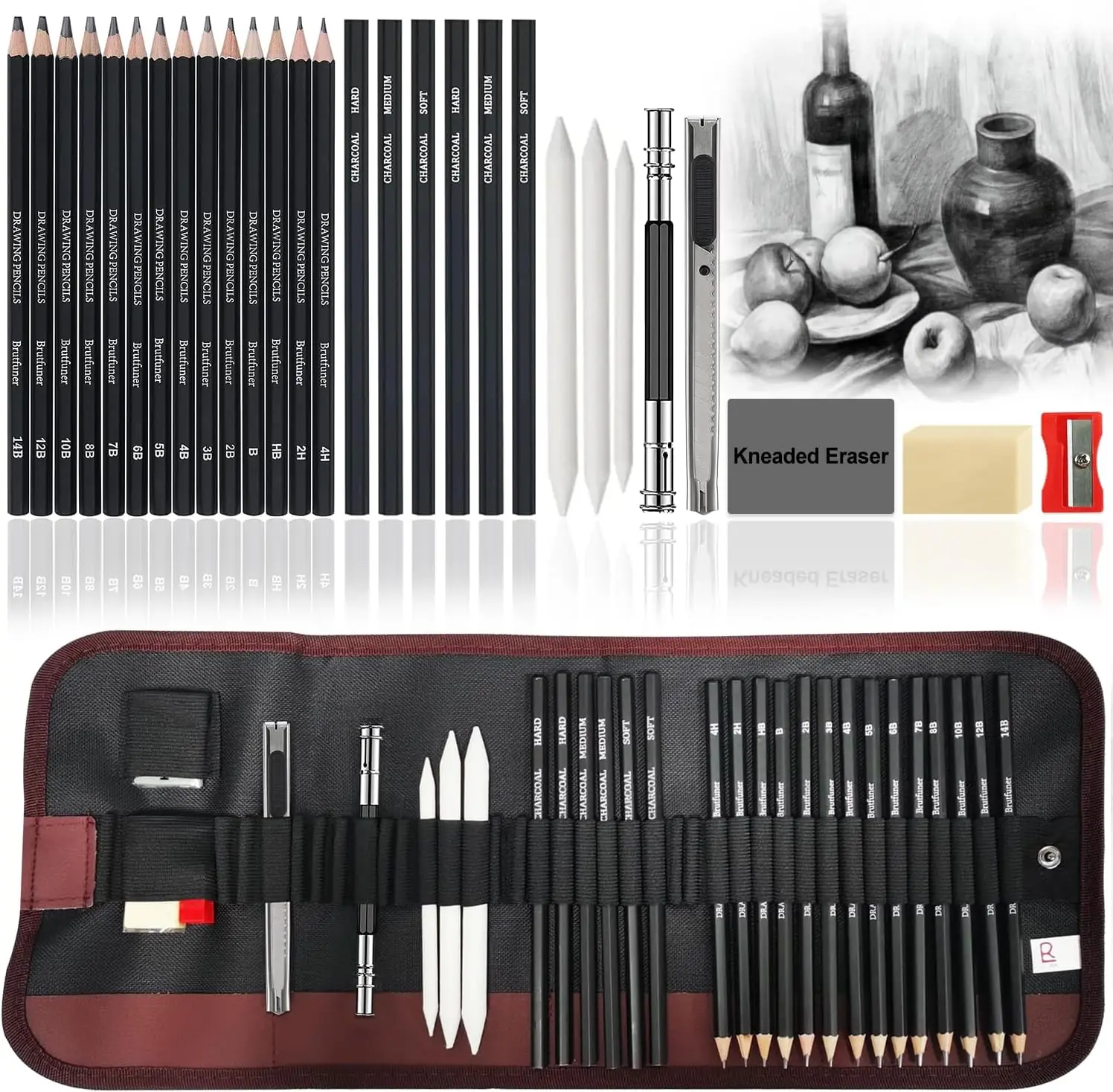 29Pcs Drawing Kit Sketching Pencils Set,Portable Pen Curtain-Charcoal Pencils, Sketch Pencils, Charcoal Stick,Sharpener,Eraser
29Pcs Drawing Kit Sketching Pencils Set,Portable Pen Curtain-Charcoal Pencils, Sketch Pencils, Charcoal Stick,Sharpener,Eraser