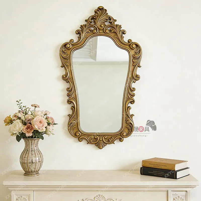 Q retro bedroom makeup mirror wall hanging porch fireplace carved decorative mirror style
Q retro bedroom makeup mirror wall hanging porch fireplace carved decorative mirror style