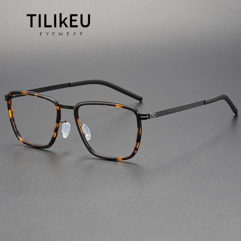 New One-piece Screwless Eyewear Frame Acetate Large Face Business Square Men's Eyeglasses Frame Metal Ultra Light Glasses Frame
New One-piece Screwless Eyewear Frame Acetate Large Face Business Square Men's Eyeglasses Frame Metal Ultra Light Glasses Frame